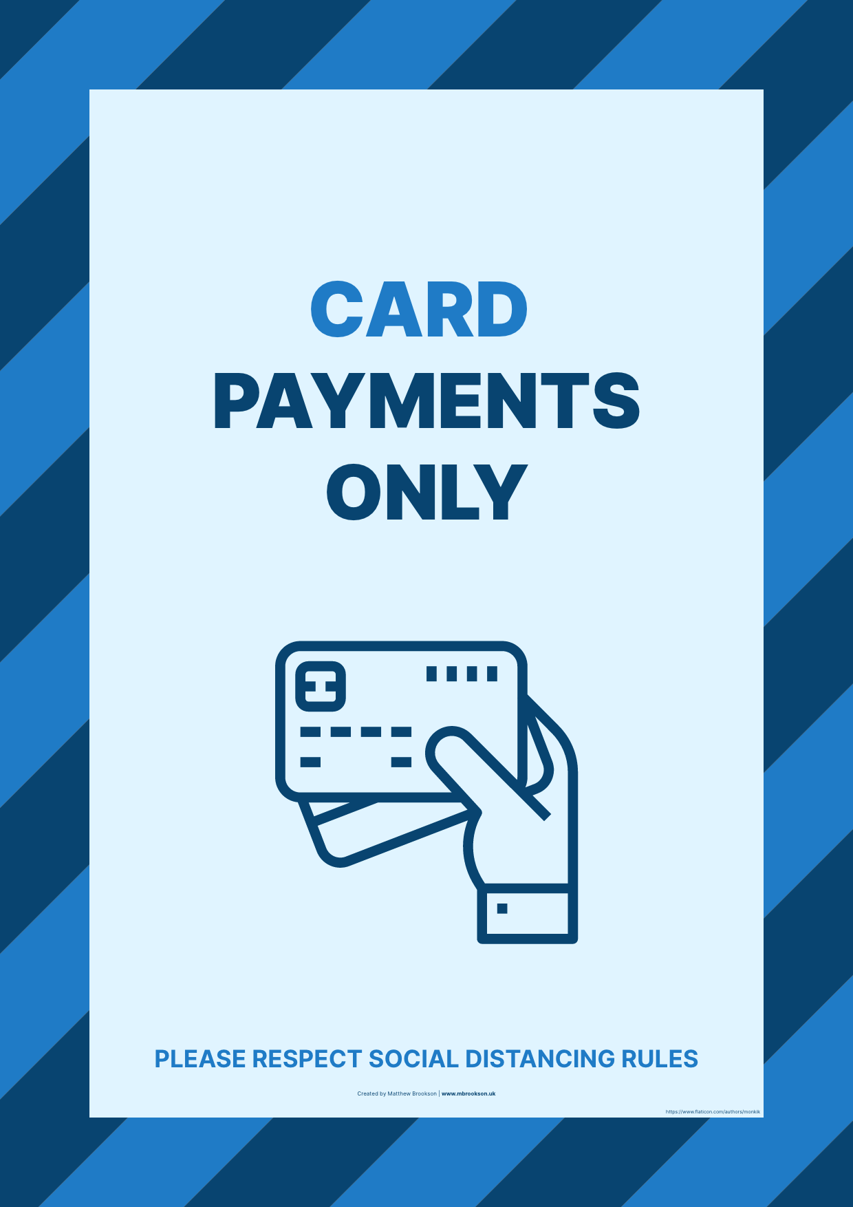 Card payments only social-distancing poster
